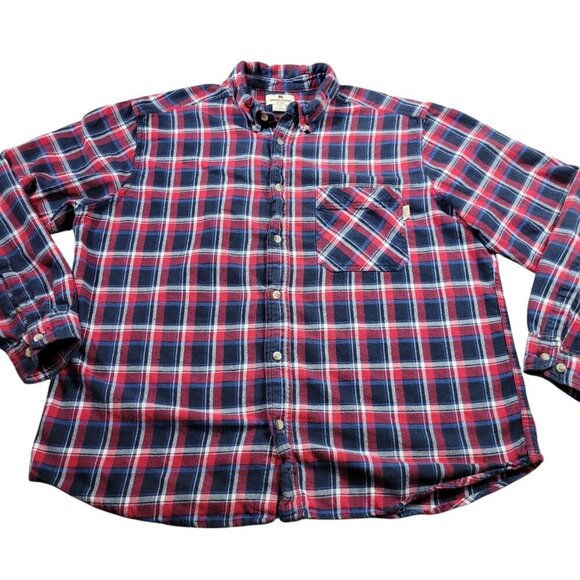 Woolrich Flannel Shirt Mens 2XL Plaid Blue Red Button Up Long Sleeve Outdoors - Picture 1 of 9